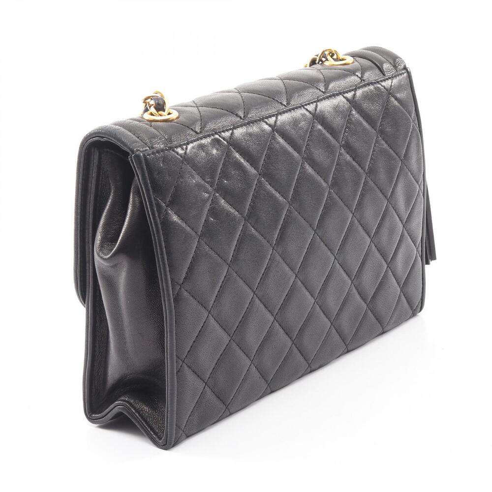 Chanel Sheepskin Lambskin Bag Black Shoulder Matelasse Black